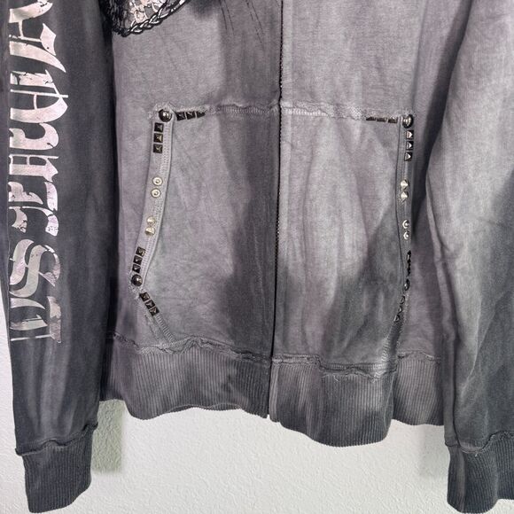 Konquest Closet Jacket Mens Large Skull Dragon Studded Y2K Grunge Streetwear NEW - Picture 5 of 16